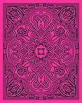 Vibrant Pink Black Tribal Mandala Rug
