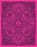 Vibrant Pink Black Tribal Mandala Rug