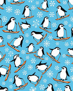Whimsical Penguin Snowboarding Scene Rug