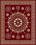 Deep Crimson Mandala Bloom Arrangement Rug