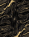 Gold Abstract Swirl Black Rug
