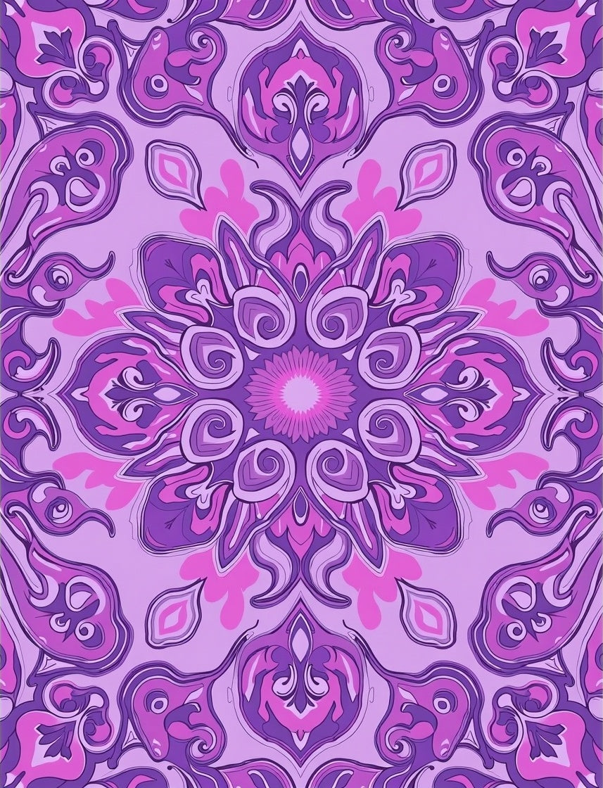 Lavender Purple Abstract Floral Mandala Rug