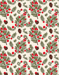 Crimson Berry Pinecone Christmas Sprigs Rug