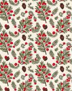Crimson Berry Pinecone Christmas Sprigs Rug