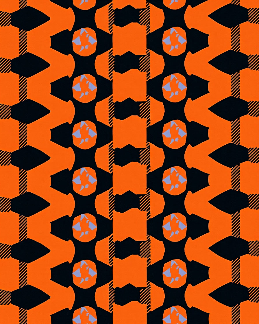 Bold Orange Black Geometric Abstract Rug