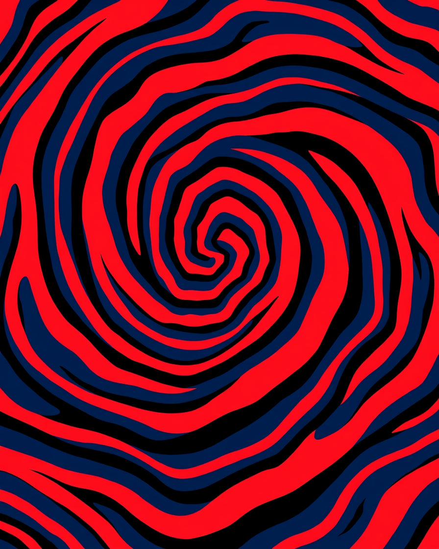 Crimson Navy Swirl Zebra Stripes Rug