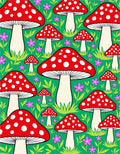 Whimsical Red Mushroom Garden Rug