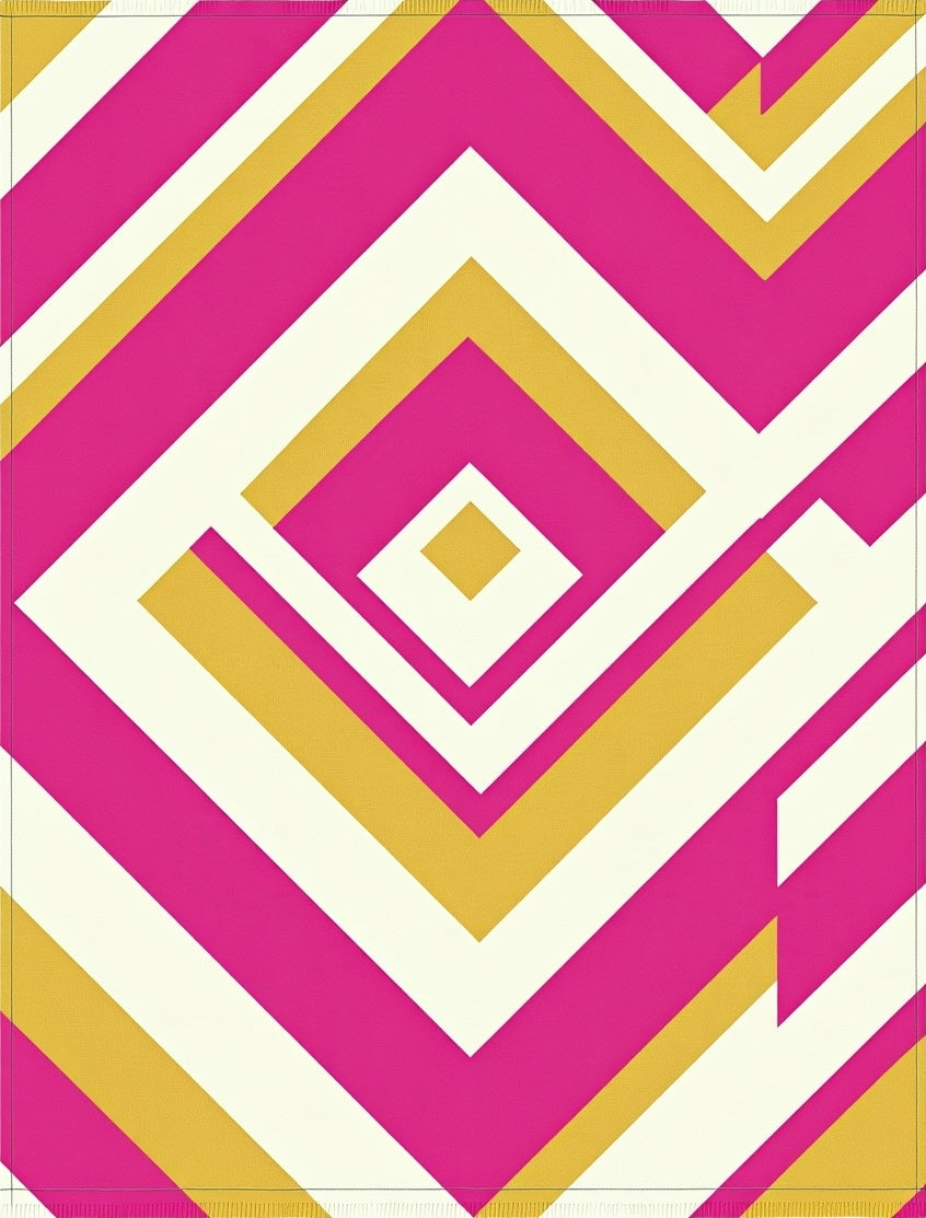 Bold Pink Gold Geometric Layers Rug