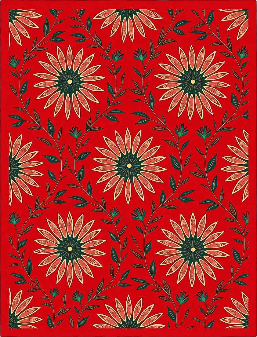 Crimson Garden Floral Medallion Rug