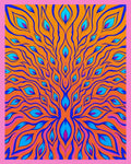 Vibrant Orange Blue Eye Feather Rug