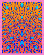 Vibrant Orange Blue Eye Feather Rug