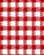 Red and White Checked Abstract Squares Rug