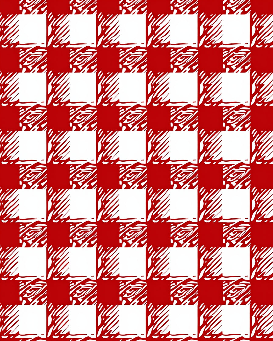 Red and White Checked Abstract Squares Rug