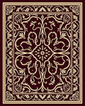 Crimson and Gold Scrollwork Medallion Rug