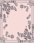 Pale Pink Gray Floral Border Medallion Rug