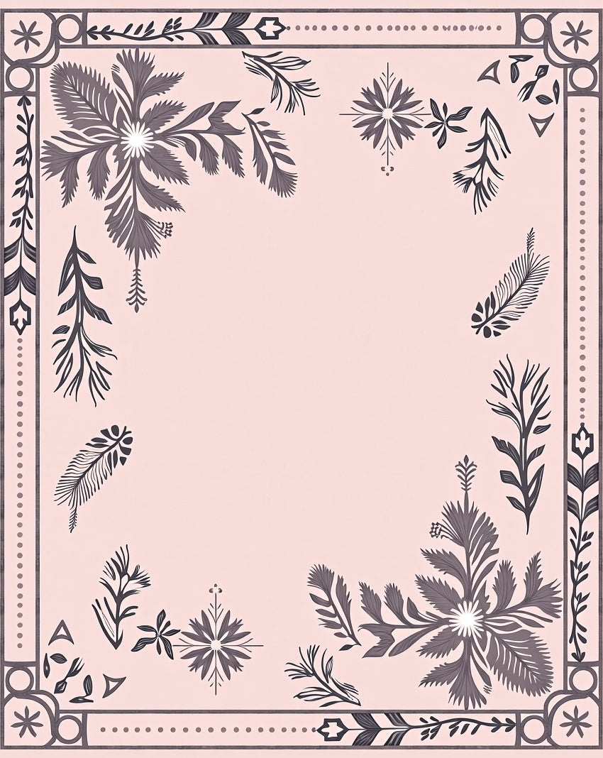 Pale Pink Gray Floral Border Medallion Rug