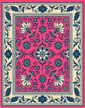 Vibrant Pink Floral Border Rug