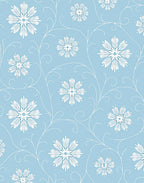 Soft Blue White Snowflake Vines Rug