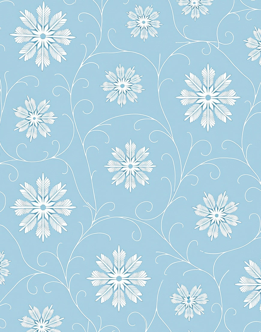 Soft Blue White Snowflake Vines Rug