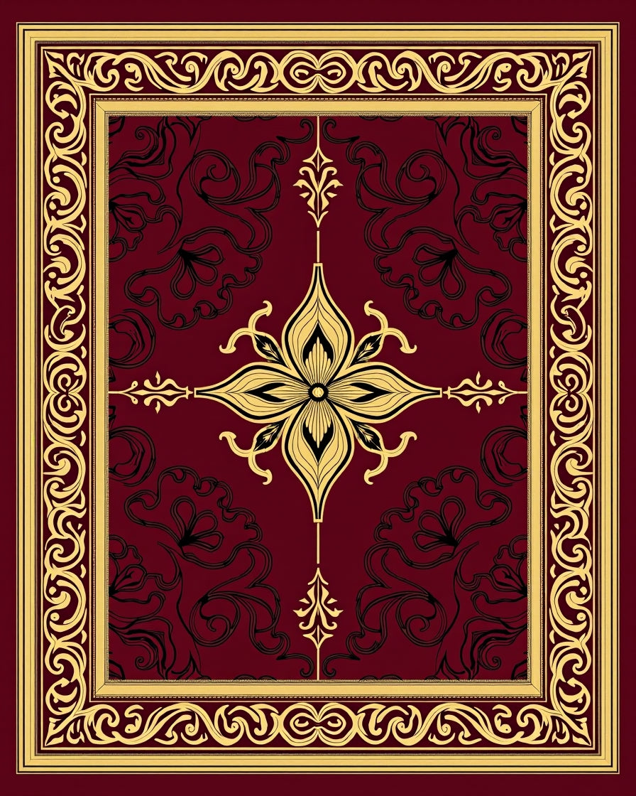 Crimson Gold Ornate Floral Medallion Rug
