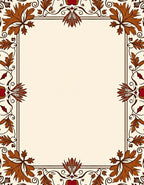 Foliage Wreath Red Brown Border Rug