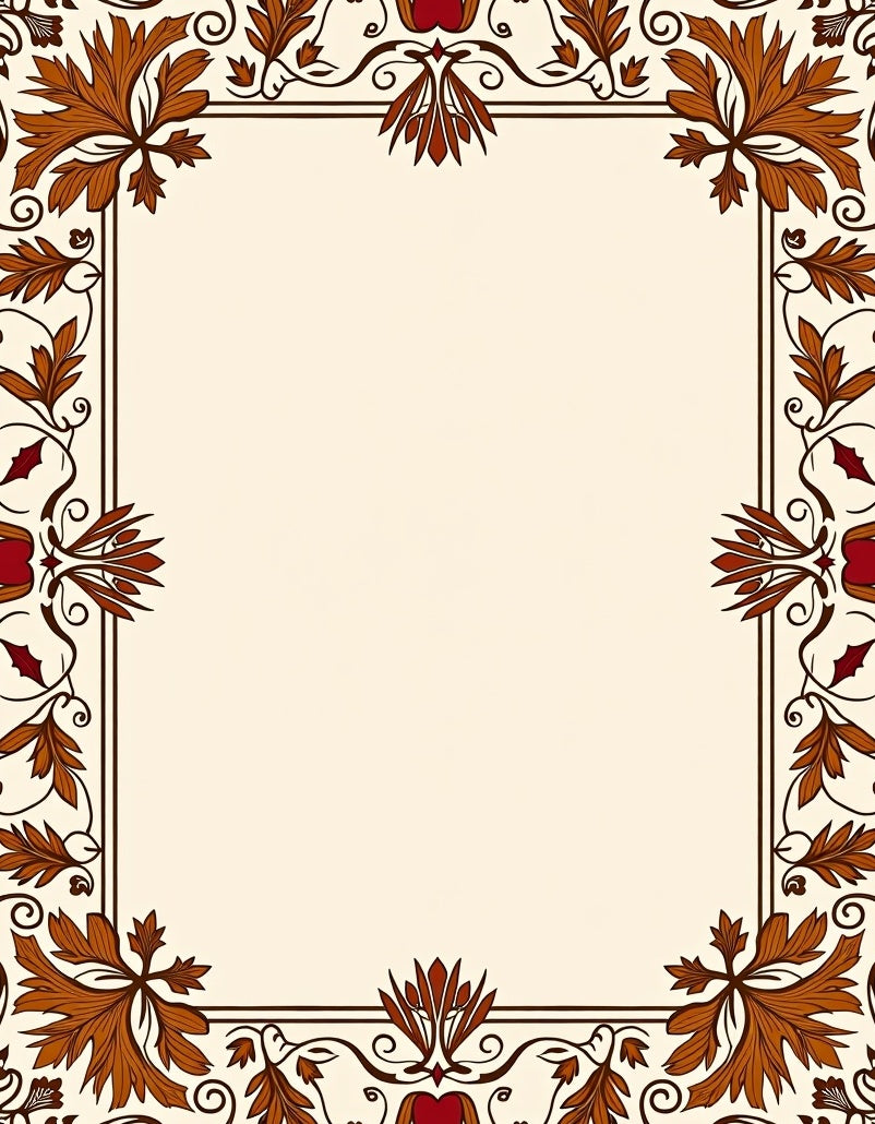 Foliage Wreath Red Brown Border Rug