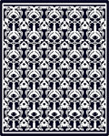 Dark Navy White Abstract Creature Medallion Rug