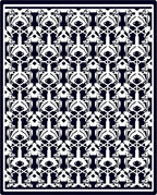 Dark Navy White Abstract Creature Medallion Rug