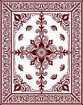 Crimson Medallion Floral Scroll Borders Rug