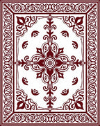 Crimson Medallion Floral Scroll Borders Rug