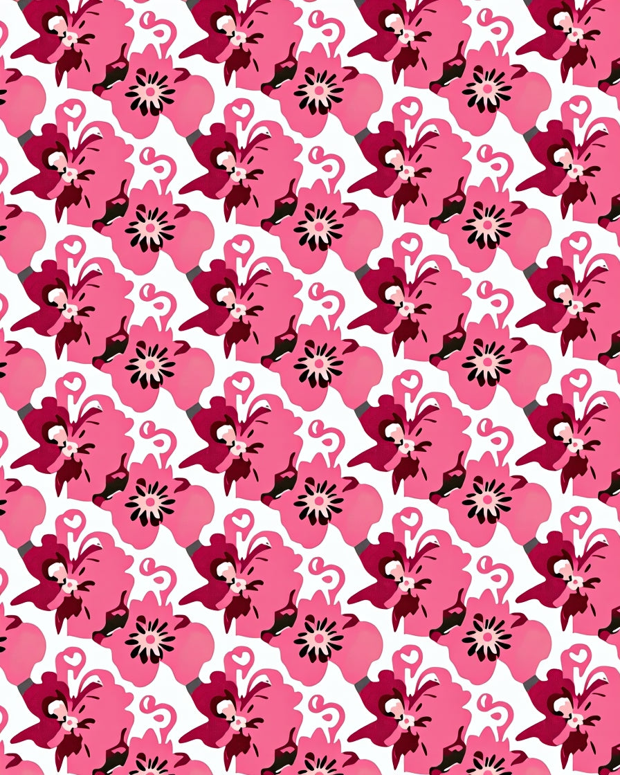 Crimson Magenta Floral Blossom Collection Rug