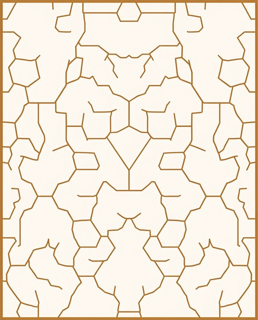 Golden Abstract Organic Network Rug