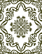 Dark Olive Floral Symmetry Medallion Rug
