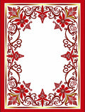 Elegant Red Floral Scrollwork Border Rug