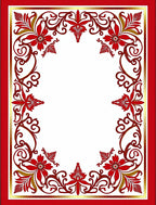 Elegant Red Floral Scrollwork Border Rug