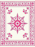 Vibrant Pink Floral Medallion Border Rug