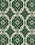 Dark Emerald Floral Damask Tile Rug