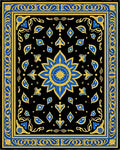 Ornate Blue and Gold Mandala Rug