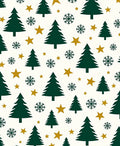 Festive Green Trees Gold Stars Snowflakes Rug