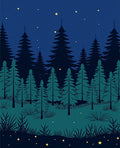 Night Forest Starry Scene Rug