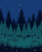 Night Forest Starry Scene Rug