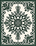 Dark Green Floral Medallion Scroll Rug