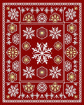 Deep Red Winter Snowflake Medallion Rug