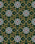 Emerald Gold White Floral Medallion Rug
