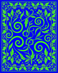 Electric Blue Lime Green Floral Swirl Rug