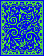 Electric Blue Lime Green Floral Swirl Rug