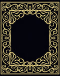 Gold Floral Frame on Black Rug