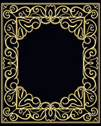 Gold Floral Frame on Black Rug