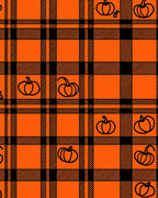 Orange Black Plaid Pumpkin Scatter Rug