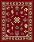 Crimson Gold Botanical Emblem Medallion Rug